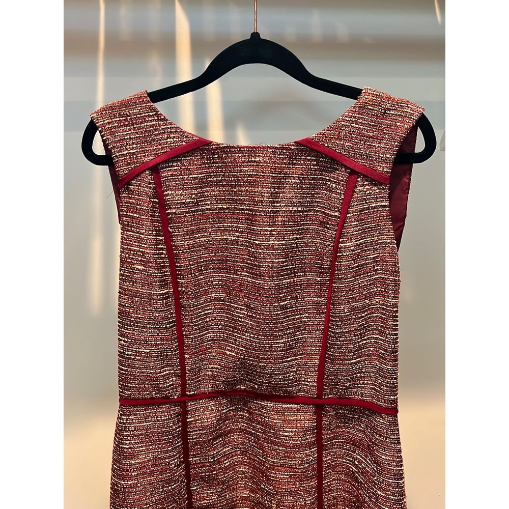 Chetta B Purple Maroon Tweed Knit Sleeveless Sheath Dress size 12